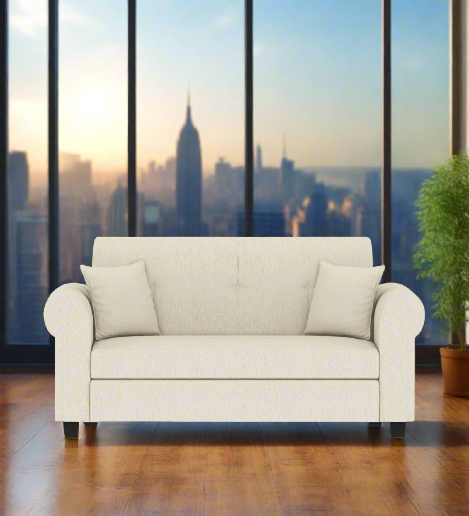 Derado Fabric 2 Seater Sofa In Ivory Cream Colour - Febonic Living