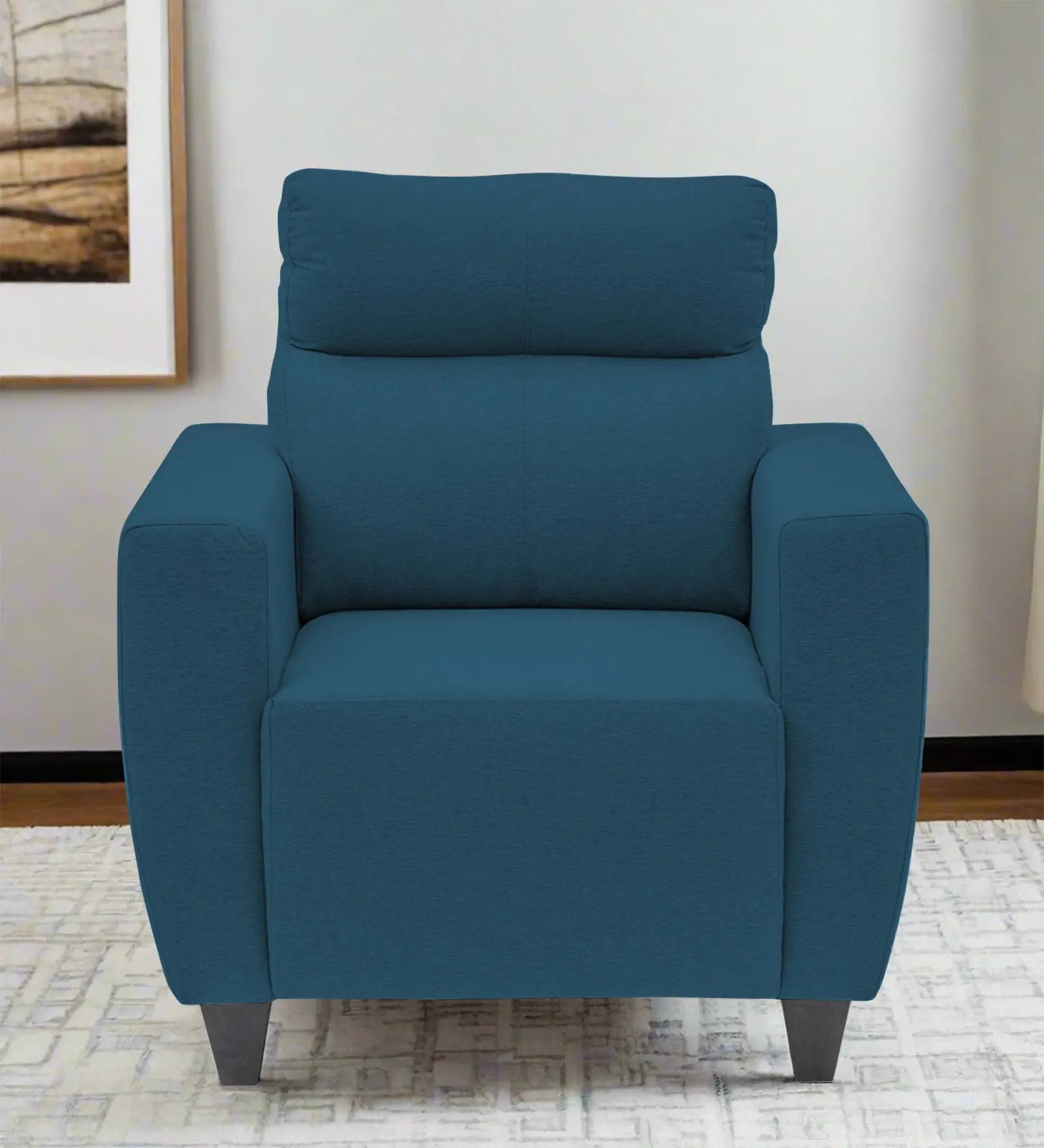 Burban Fabric 1 Seater Sofa In Eclipse Blue Colour Febonic Living