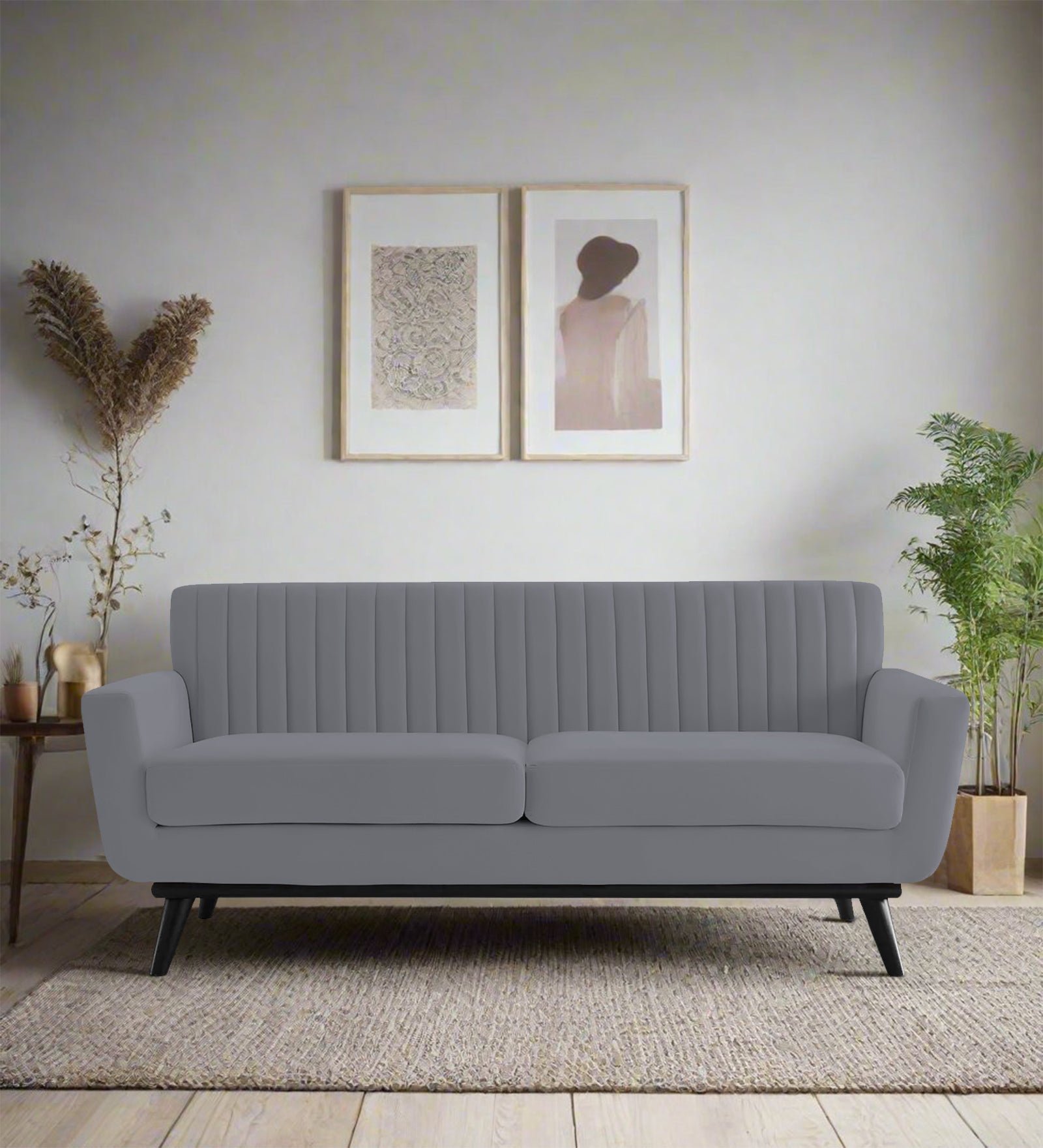 Tucker Velvet 2 Seater Sofa In Pubble Grey Colour - Febonic Living