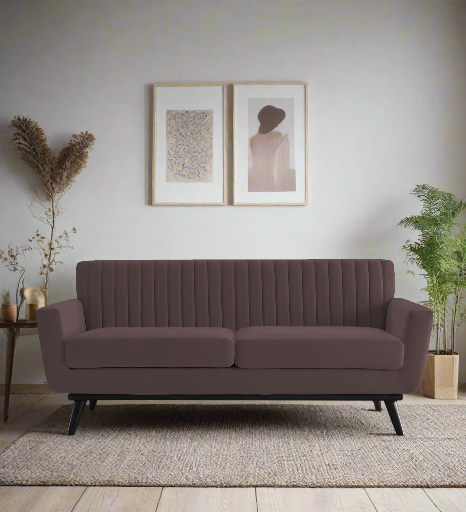 Tucker Velvet 2 Seater Sofa In Mocha Brown Colour - Febonic Living