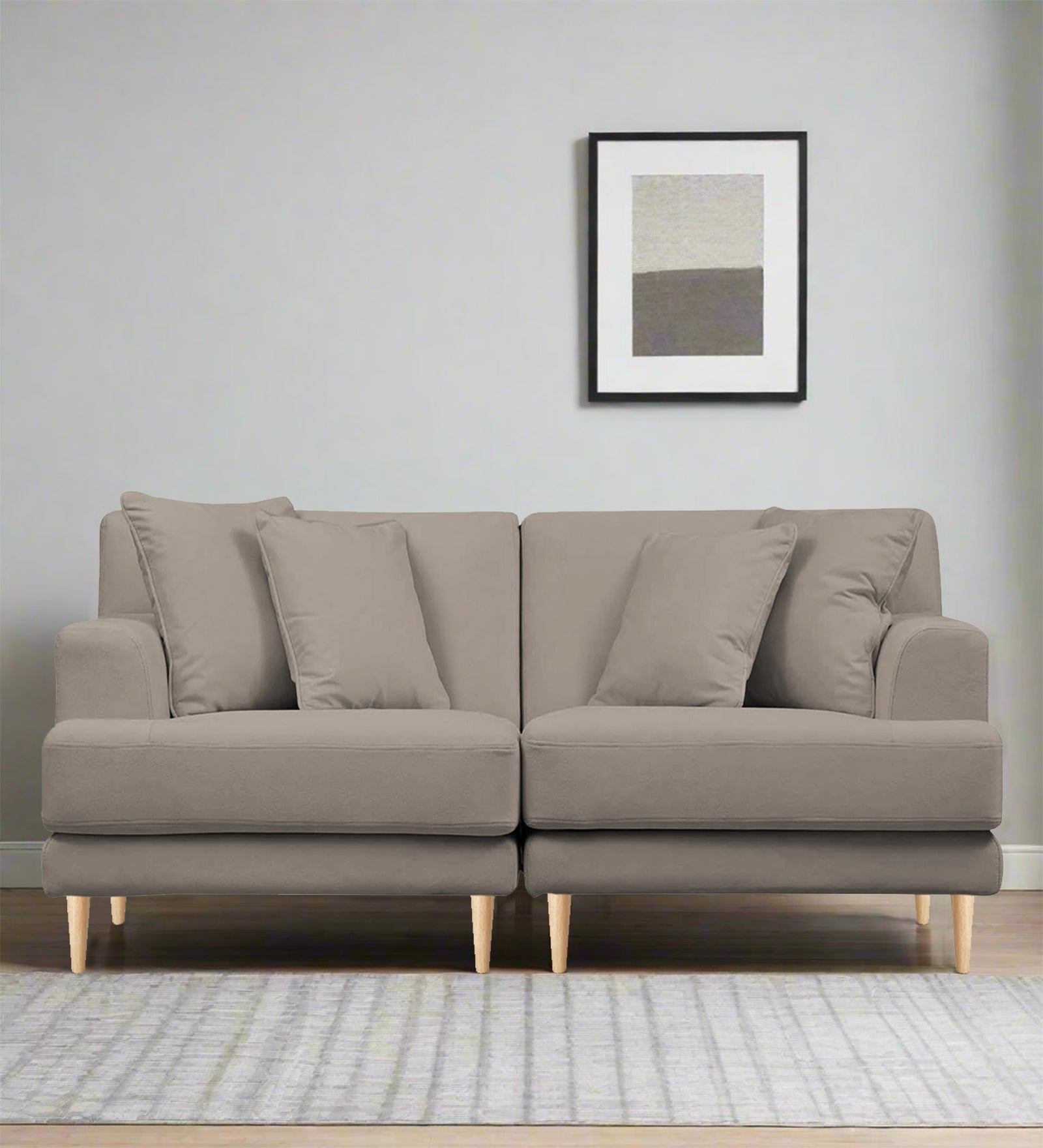Woody Fabric 2 Seater Sofa In Oat Beige Colour - Febonic Living