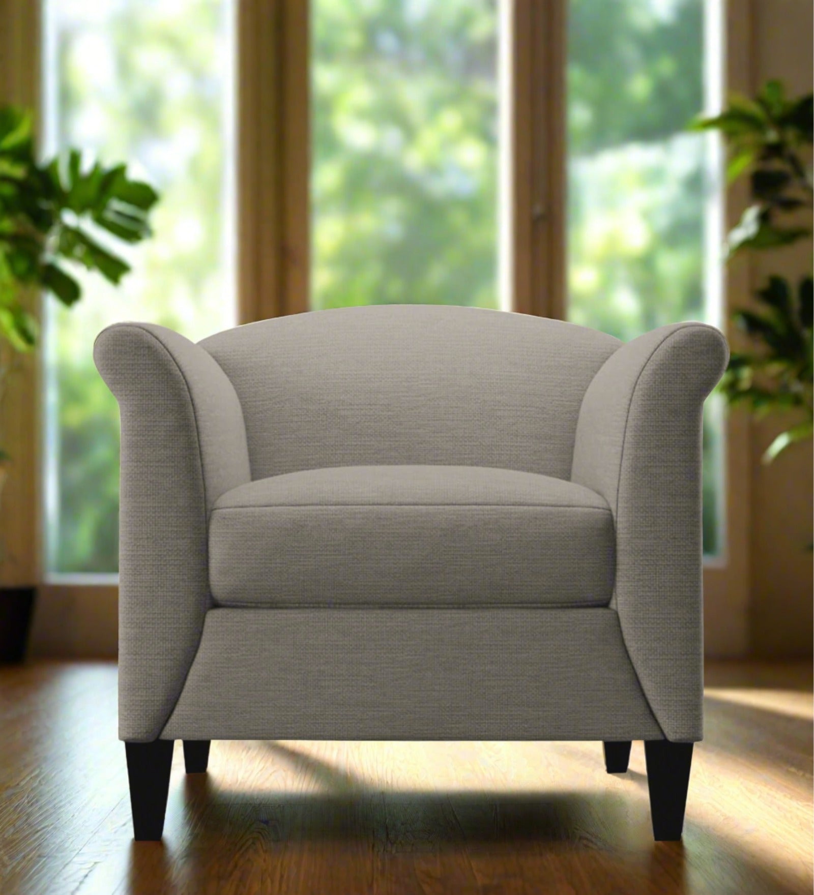 Kimber Fabric 1 Seater Sofa in Ash Grey Colour