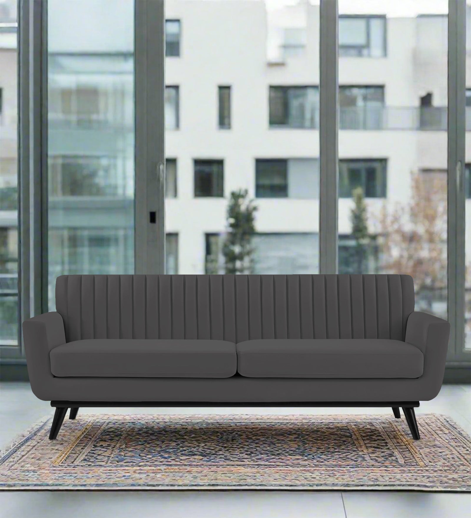 Tucker Velvet 3 Seater Sofa In Dark Grey Colour - Febonic Living
