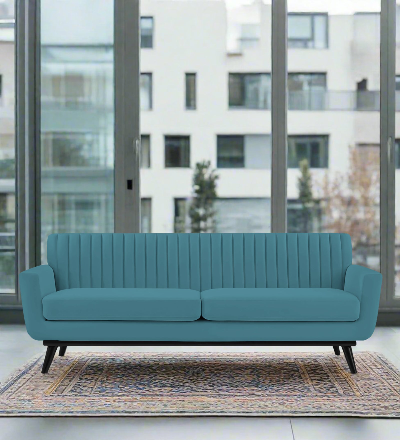 Tucker Velvet 3 Seater Sofa In Aqua Blue Colour - Febonic Living