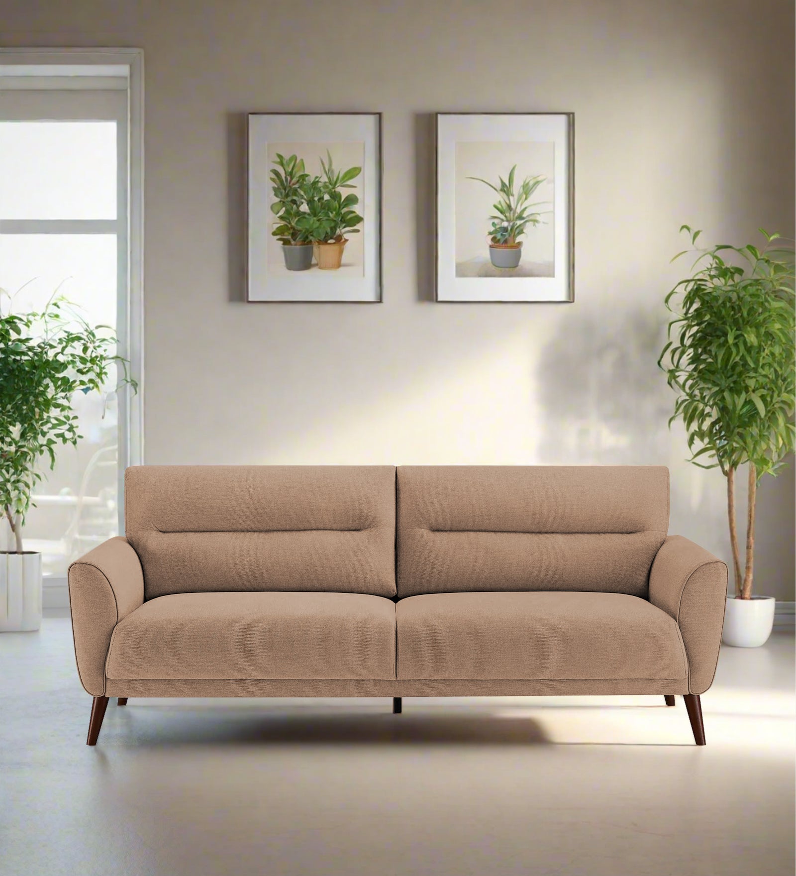 Castro Fabric 3 Seater Sofa In Cosmic Beige Colour - Febonic Living