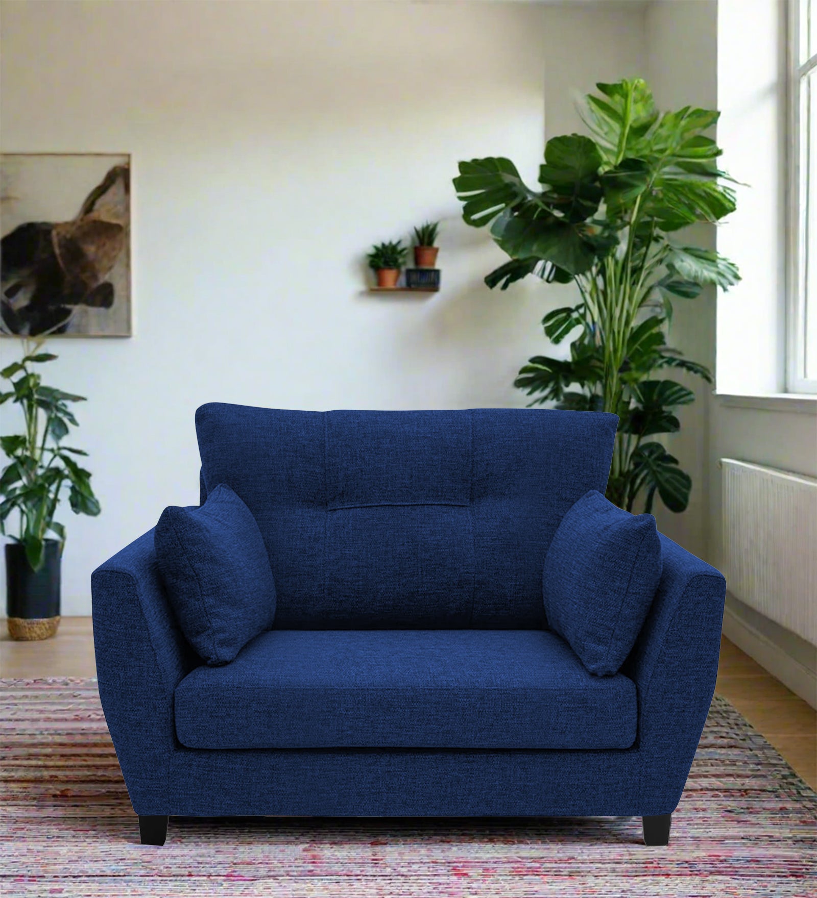 Mario Fabric 1 Seater Sofa In Royal Blue Colour - Febonic Living