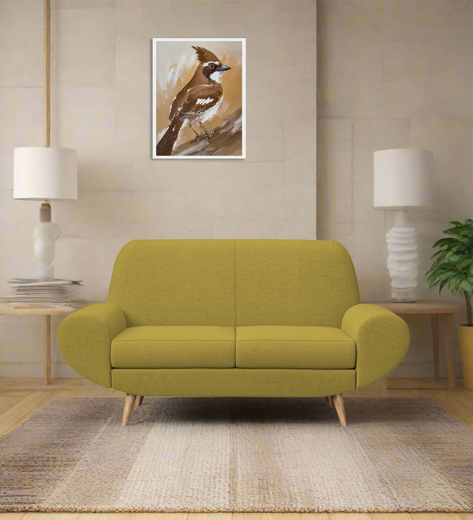 Jessy Fabric 2 Seater Sofa In Parrot Green Colour - Febonic Living