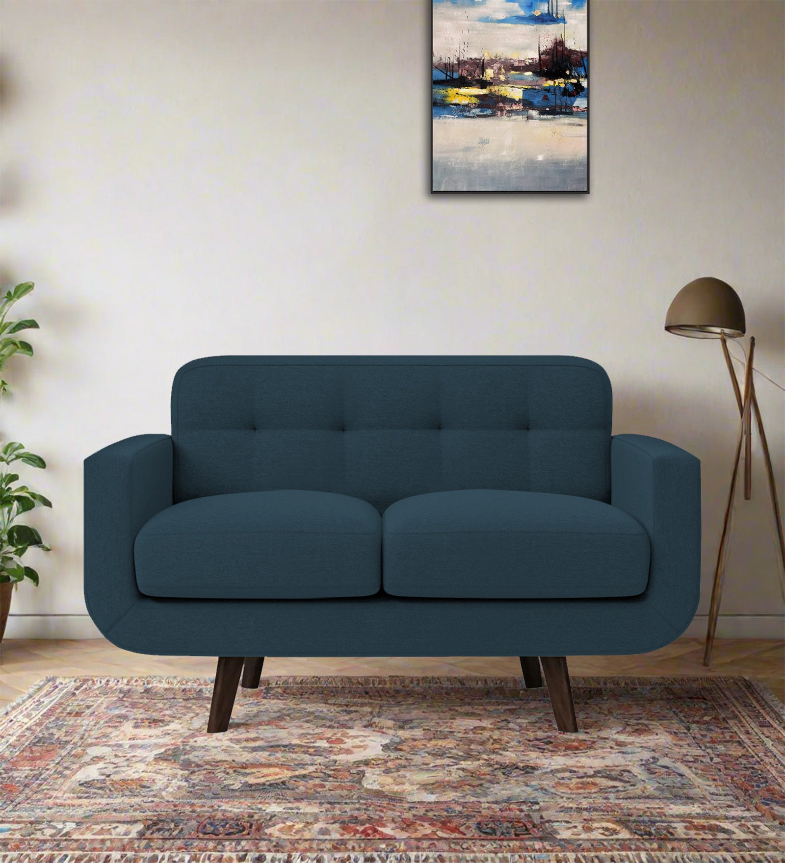 Marsela Fabric 2 Seater Sofa In Cool Blue Colour - Febonic Living