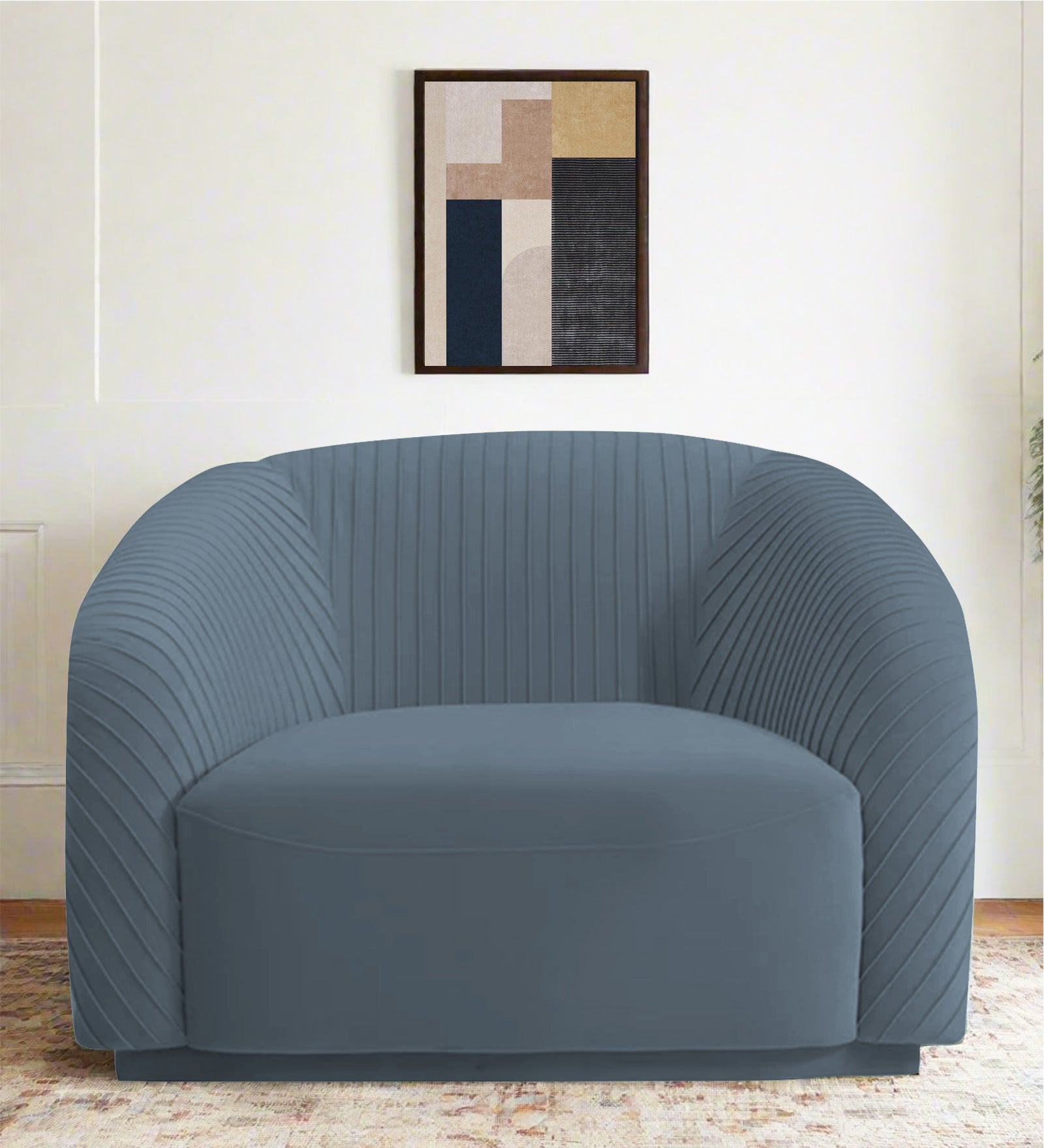 Yara Velvet Fabric 1 Seater Sofa In Oxford Blue Colour - Febonic Living