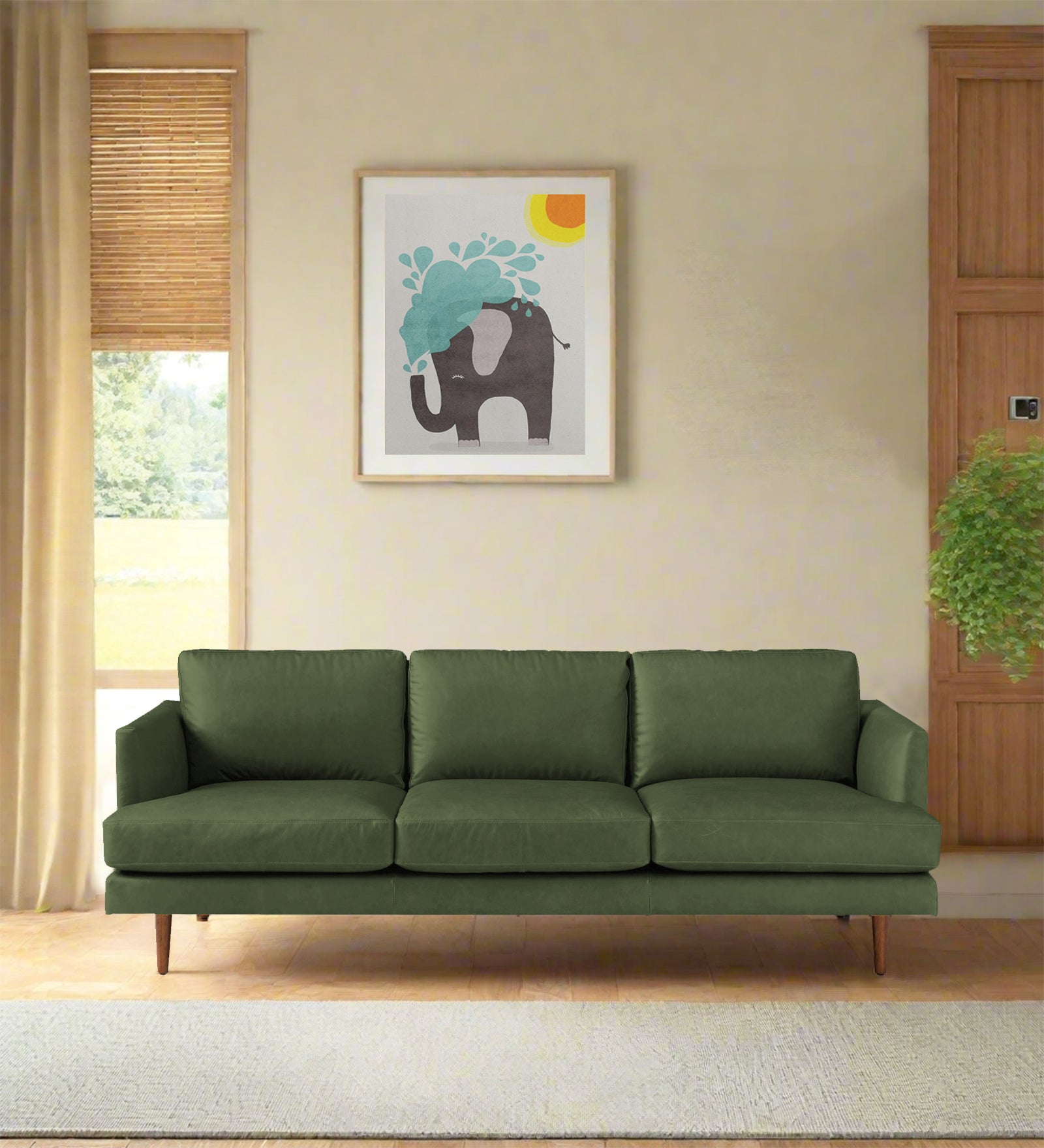 Sterio Leatherette 3 Seater Sofa in Moss Green Colour