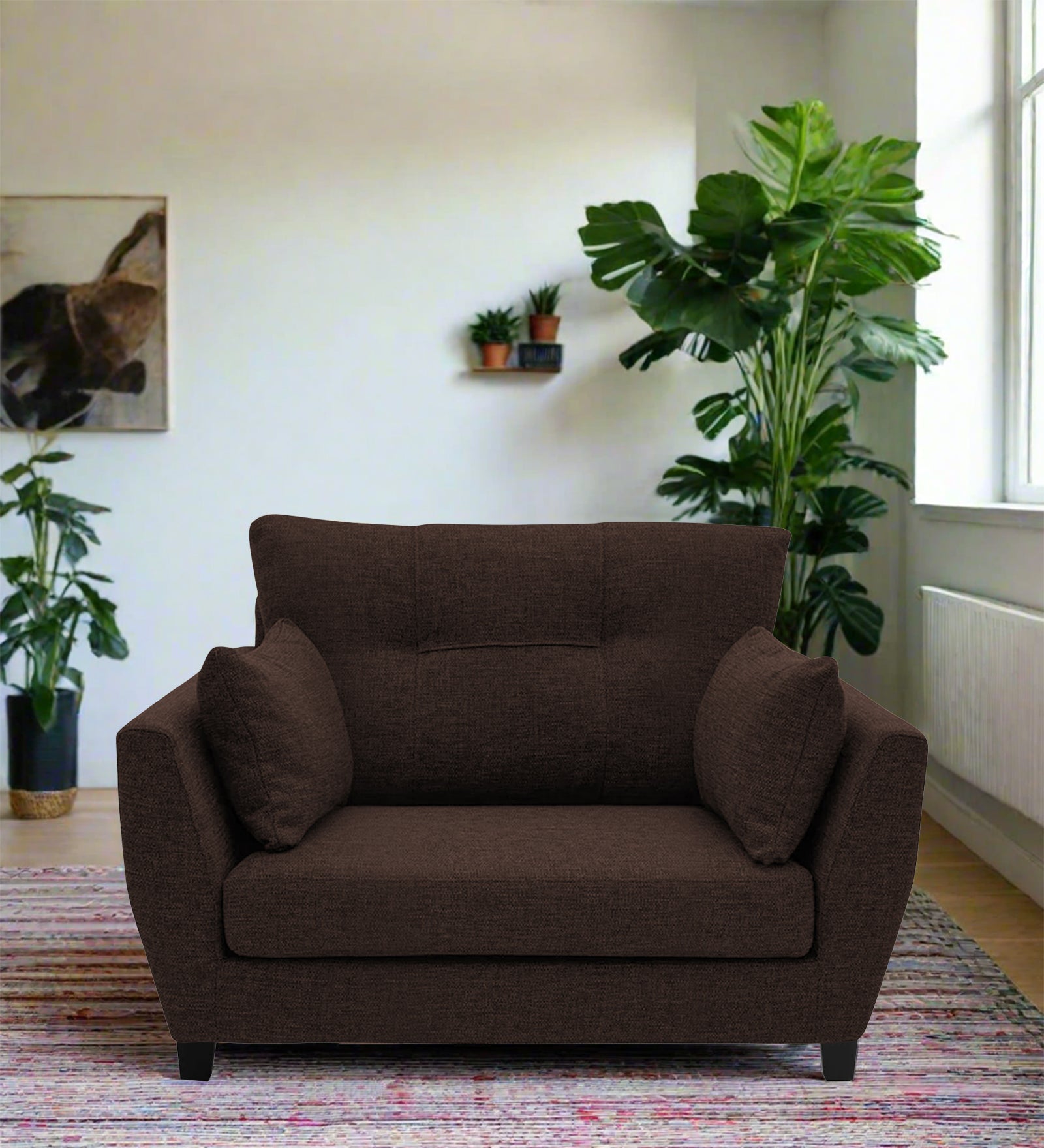 Mario Fabric 1 Seater Sofa In Coffee Brown Colour - Febonic Living