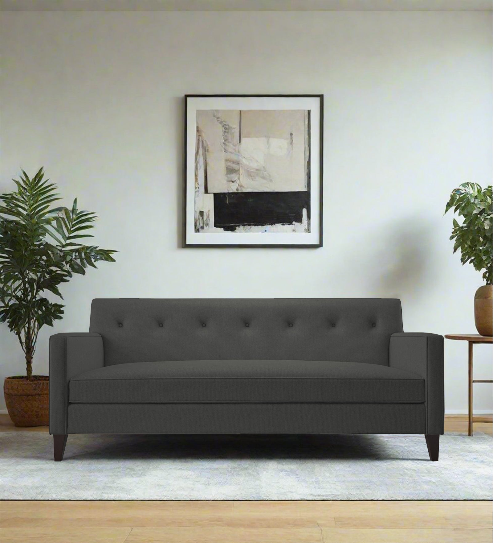 Miller Fabric 3 Seater Sofa In Charcoal Grey Colour - Febonic Living
