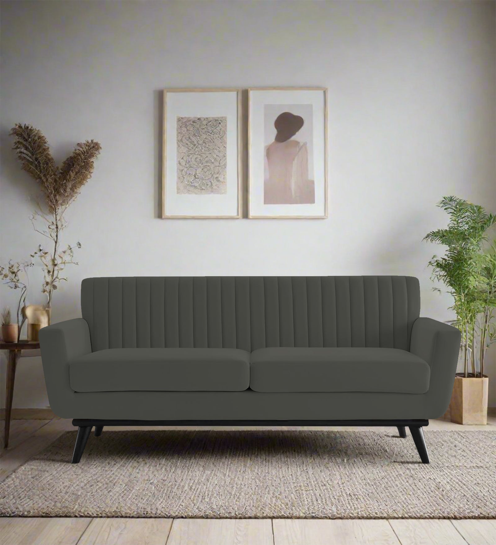 Tucker Velvet 2 Seater Sofa In Hory Grey Colour - Febonic Living