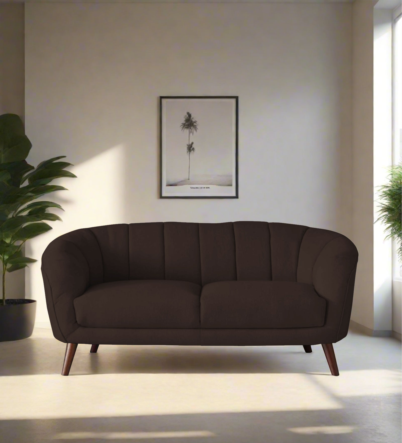 Benjamin Fabric 2 Seater Sofa In Coffee Brown Colour - Febonic Living