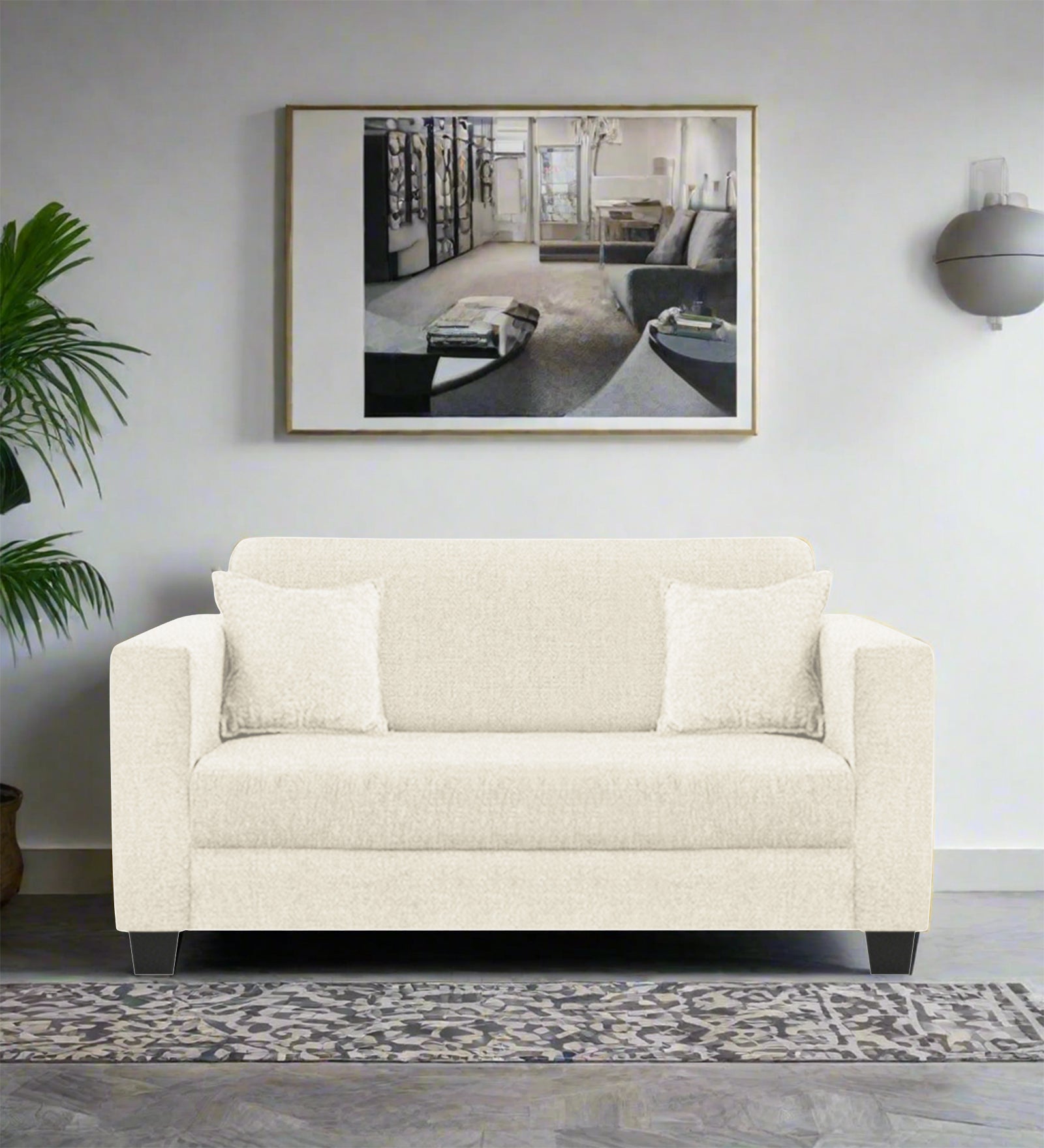 Nebula Fabric 2 Seater Sofa In Ivory Cream Colour - Febonic Living