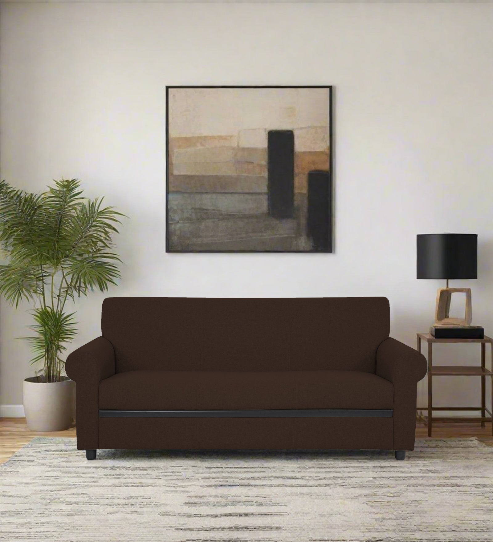 Ribby Fabric 3 Seater Sofa in Cidar Brown Colour