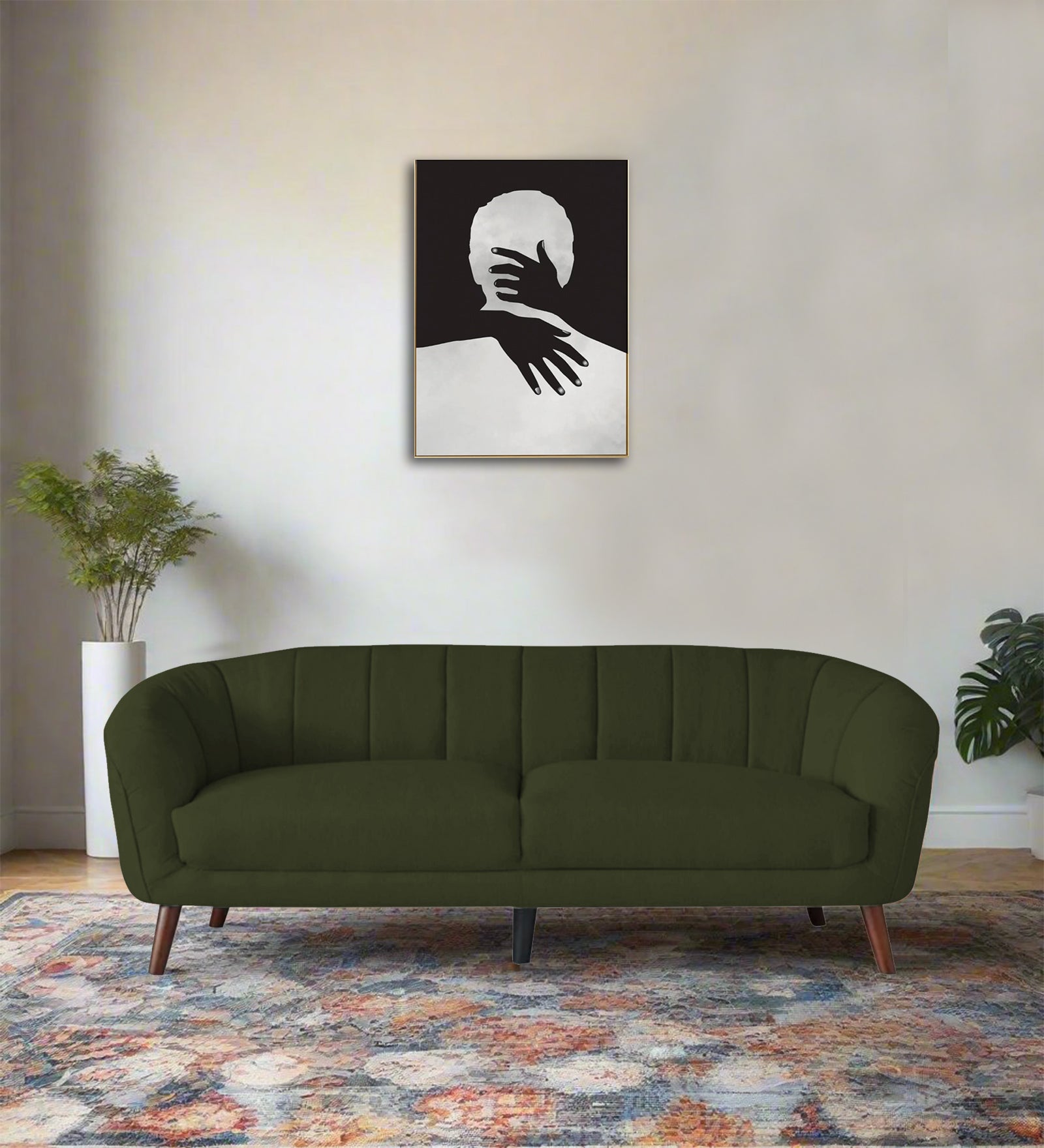 Benjamin Fabric 3 Seater Sofa In Olive Green Colour - Febonic Living