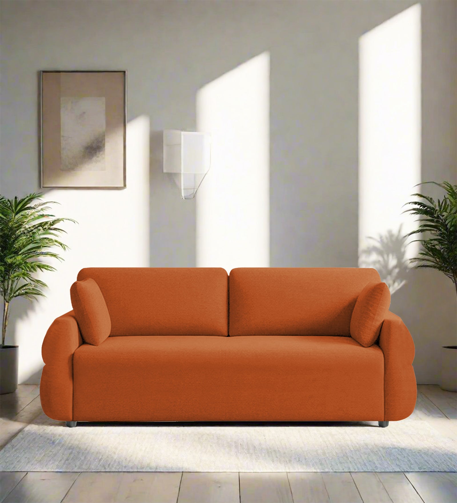 Jack Fabric 3 Seater Sofa In Vivid Orange Colour - Febonic Living