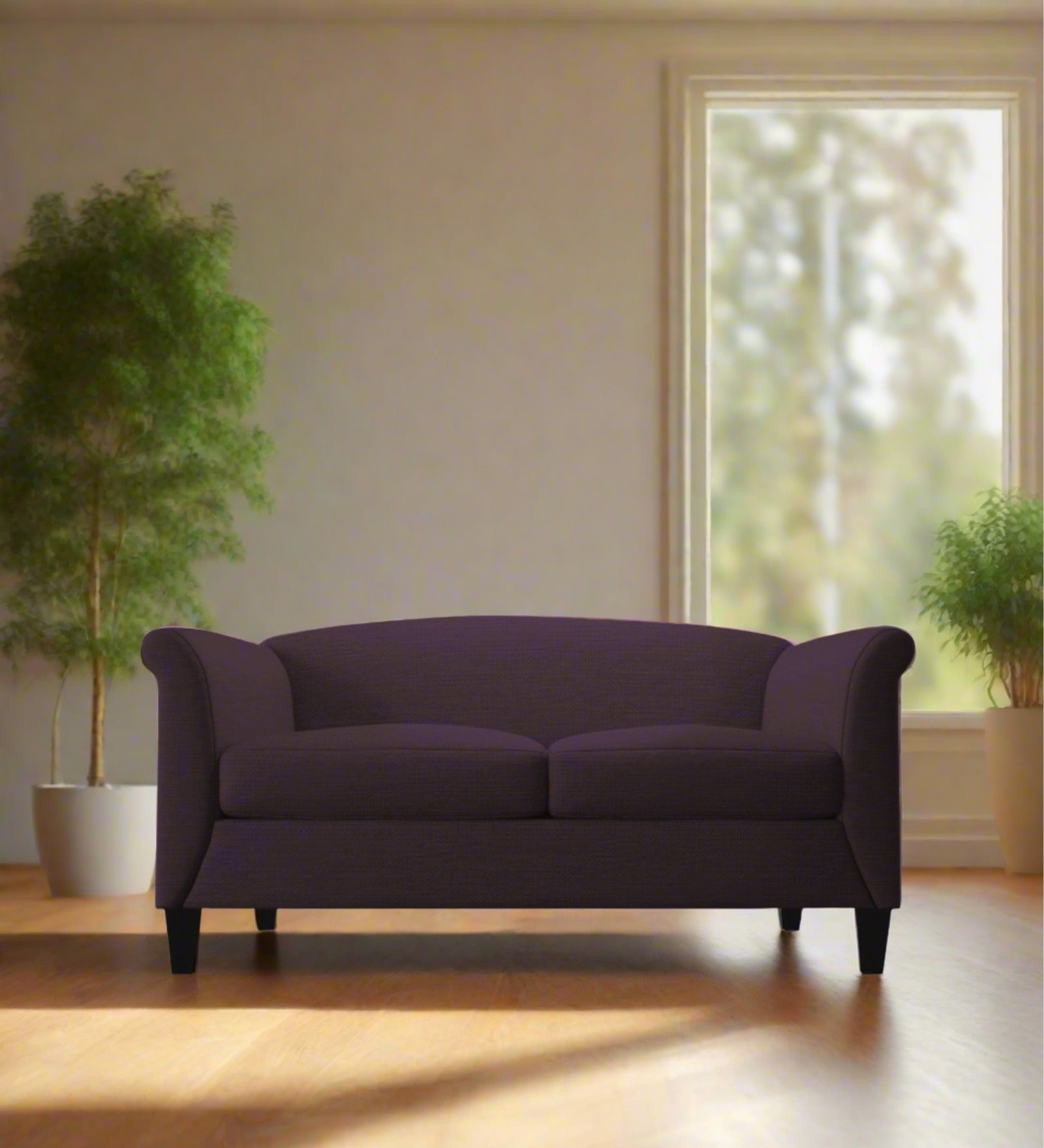 Kimber Fabric 2 Seater Sofa In Greek Purple Colour - Febonic Living