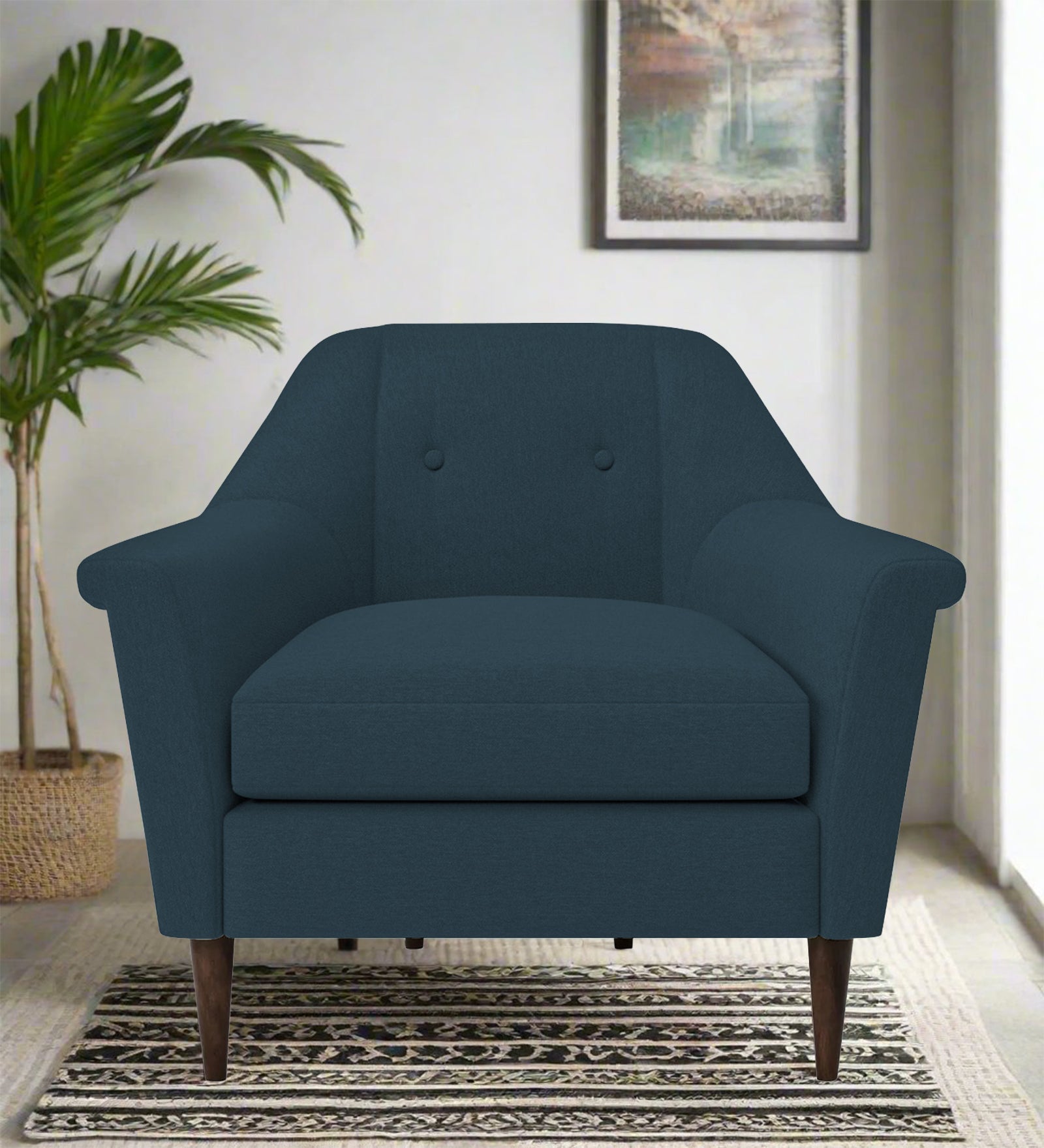 Homer Fabric 1 Seater Sofa In Cool BlueColour - Febonic Living