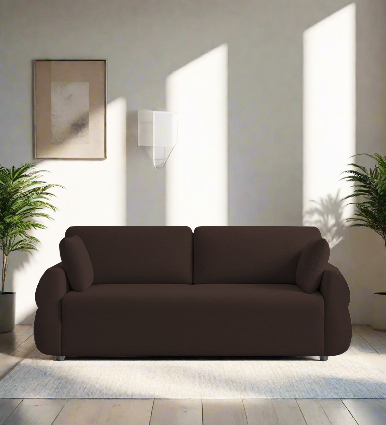 Jack Fabric 3 Seater Sofa In Coffee Brown Colour - Febonic Living