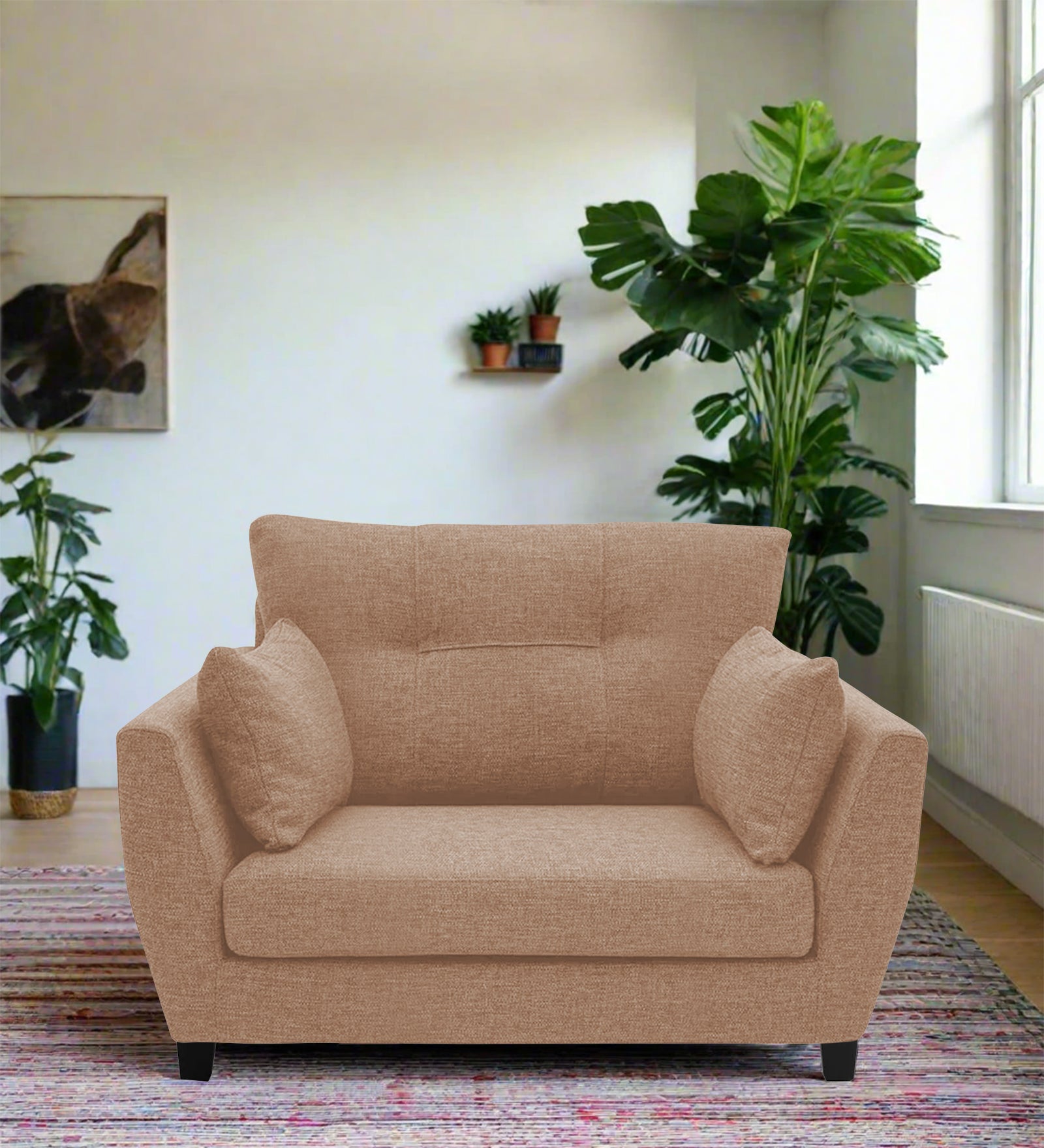 Mario Fabric 1 Seater Sofa In Cosmic Beige Colour - Febonic Living