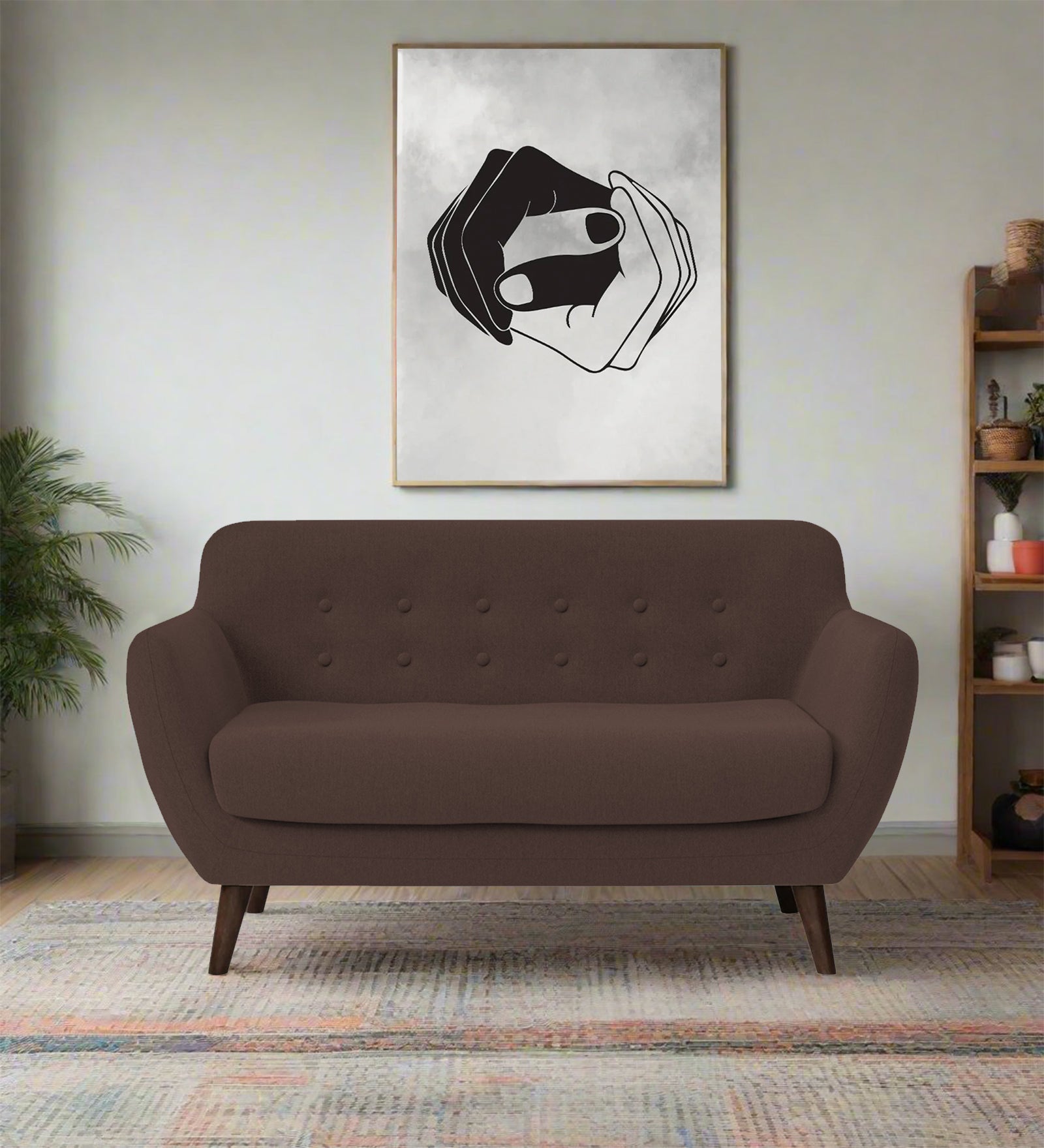 Goofy Fabric 2 Seater Sofa In Caramel Brown Colour - Febonic Living