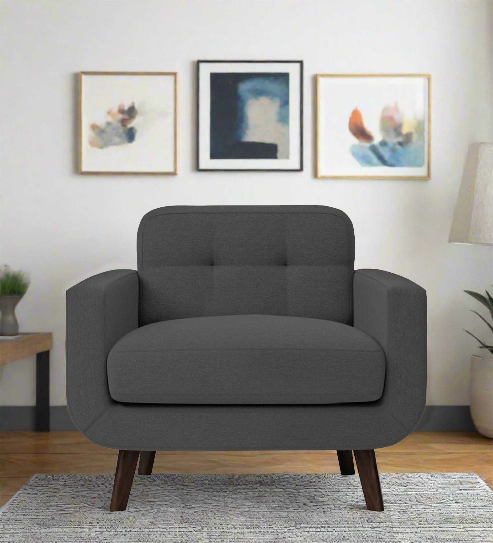 Marsela Fabric 1 Seater Sofa In Stone Grey Colour - Febonic Living