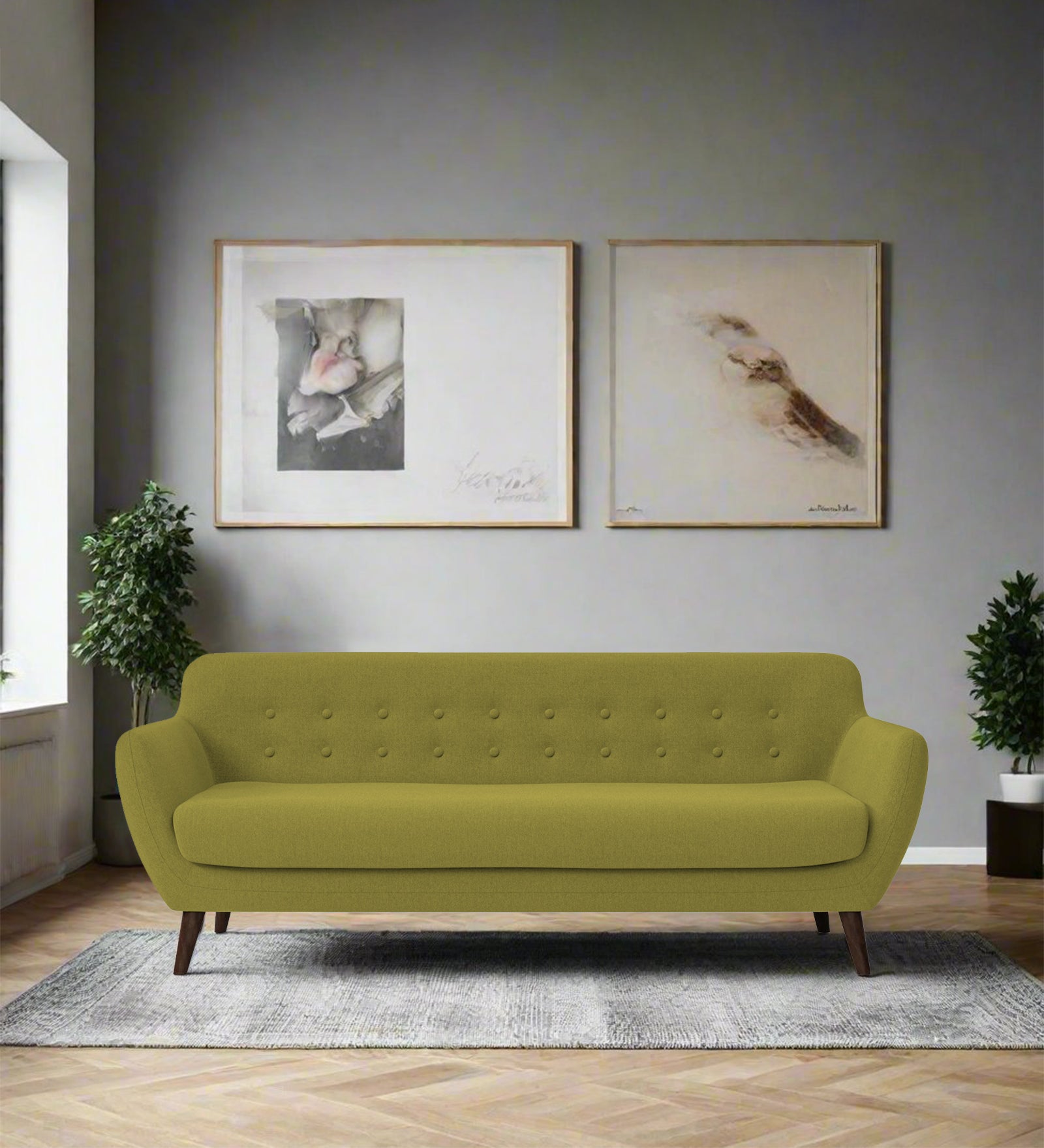 Goofy Fabric 3 Seater Sofa In Kelly Green Colour - Febonic Living