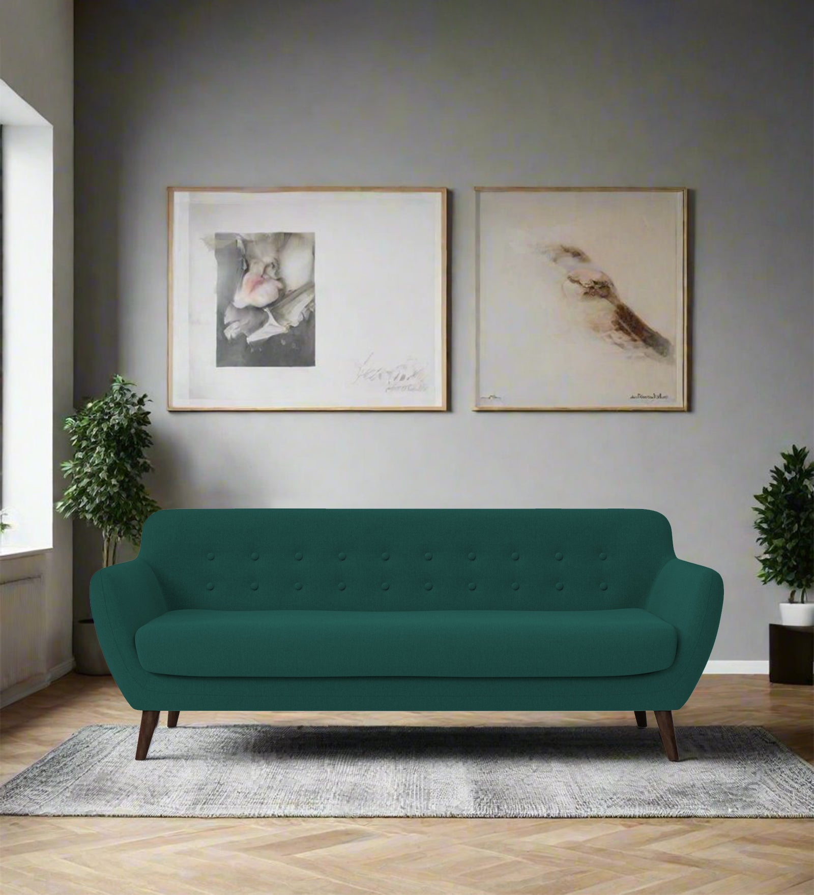 Goofy Fabric 3 Seater Sofa In Sage Green Colour - Febonic Living