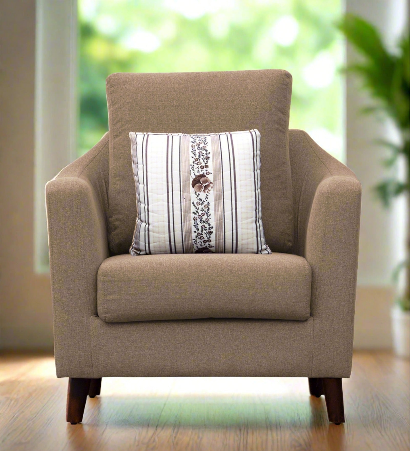 Kevin Fabric 1 Seater Sofa In Cosmic Beige Colour - Febonic Living