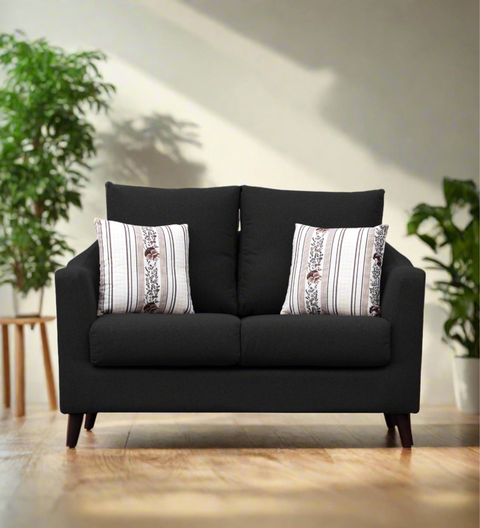 Kevin Fabric 2 Seater Sofa In Zed Black Colour - Febonic Living