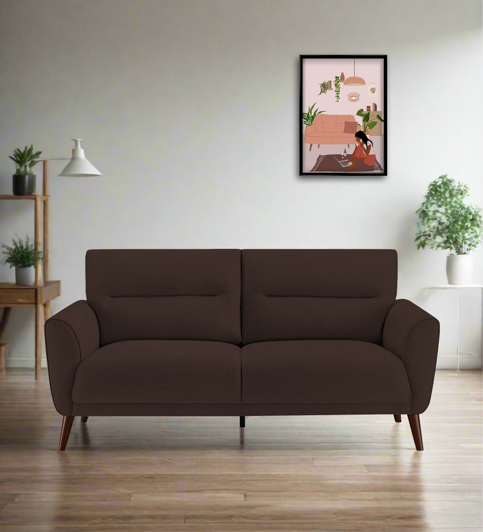 Castro Fabric 2 Seater Sofa In Coffee Brown Colour - Febonic Living