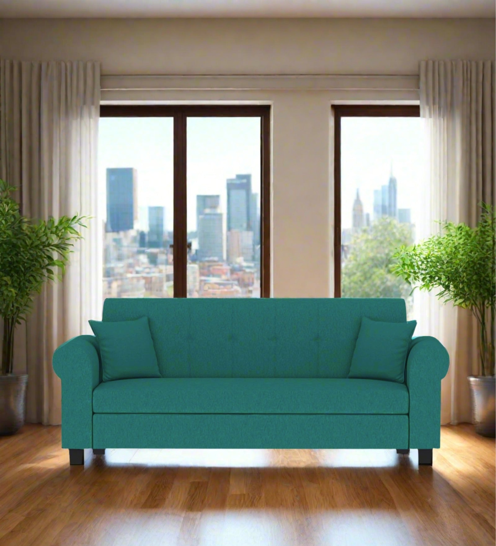 Derado Fabric 3 Seater Sofa In Sea Green Colour - Febonic Living