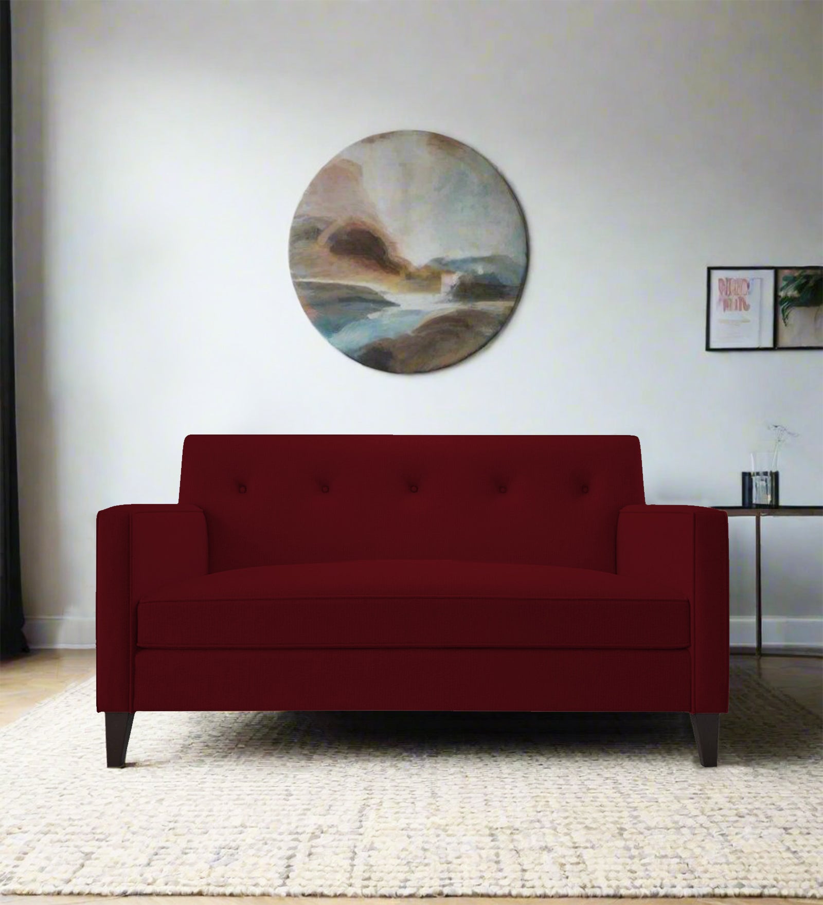 Miller Fabric 2 Seater Sofa In Ruby Red Colour - Febonic Living
