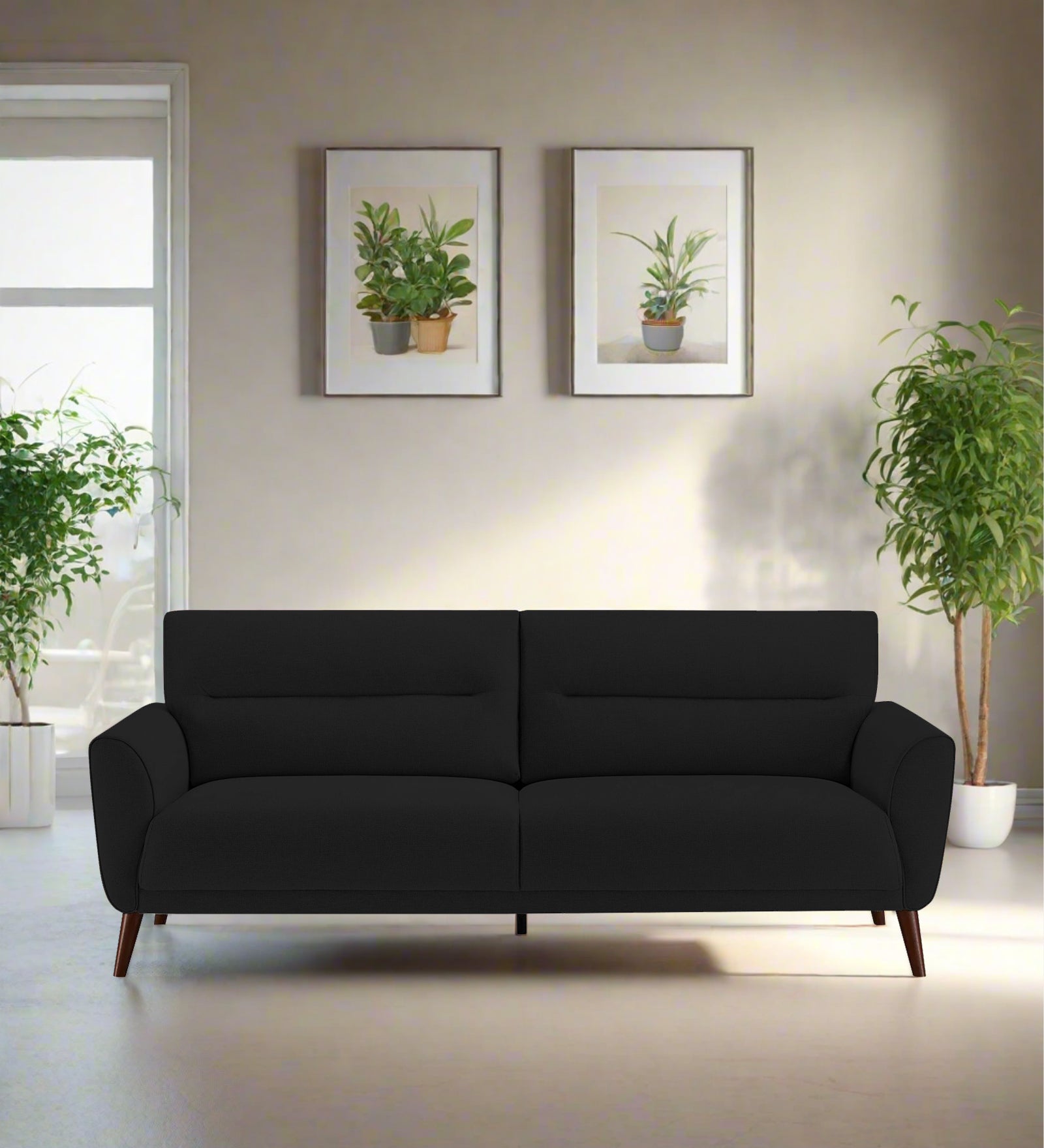 Castro Fabric 3 Seater Sofa In Zed Black Colour - Febonic Living