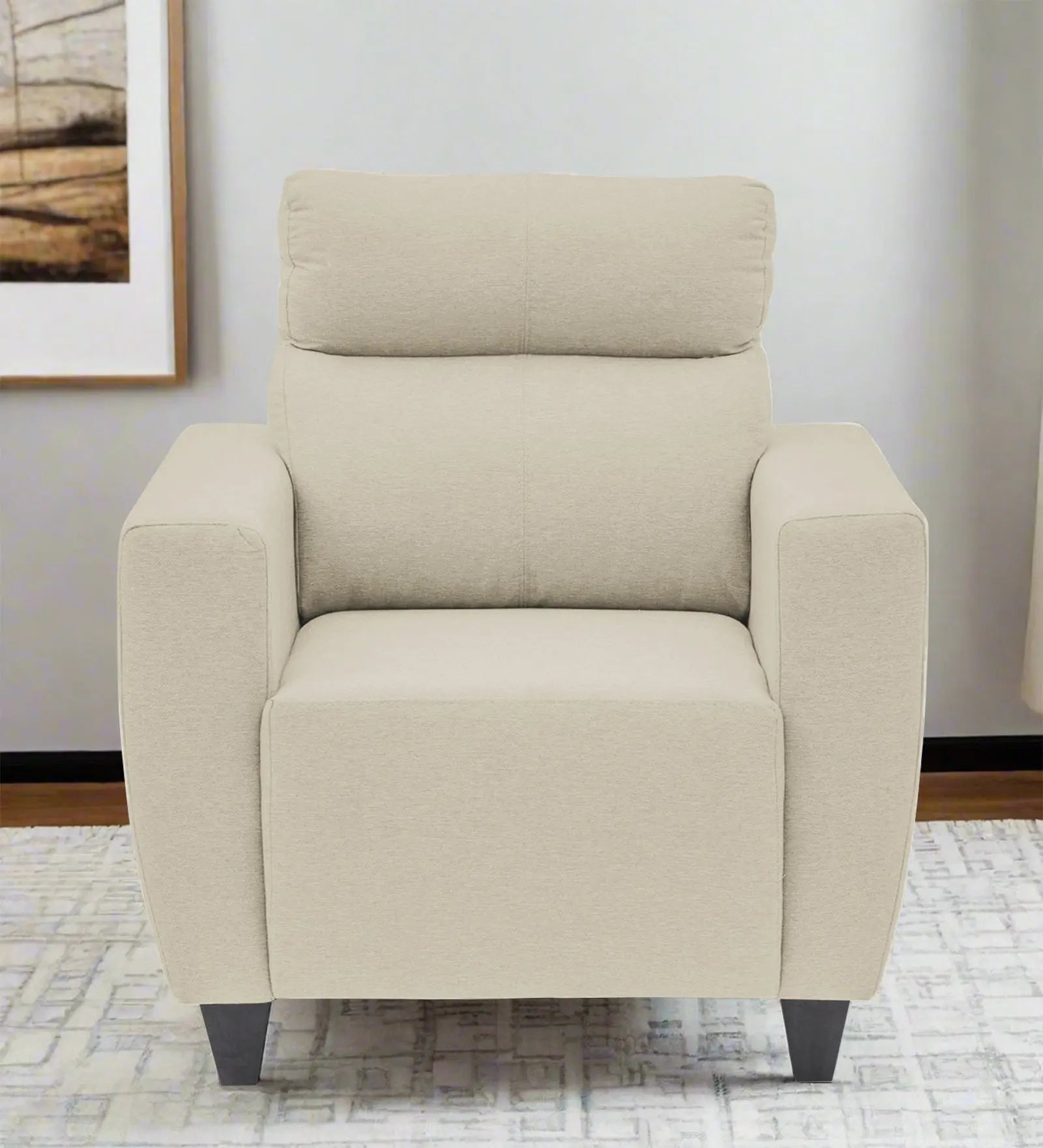 Burban Fabric 1 Seater Sofa In Maple Cream Colour Febonic Living