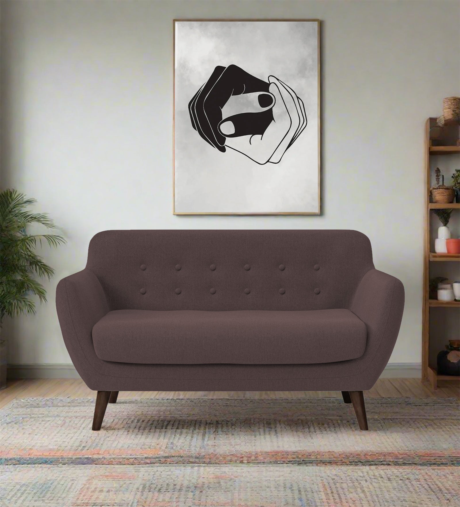 Goofy Fabric 2 Seater Sofa In Night Brown Colour - Febonic Living