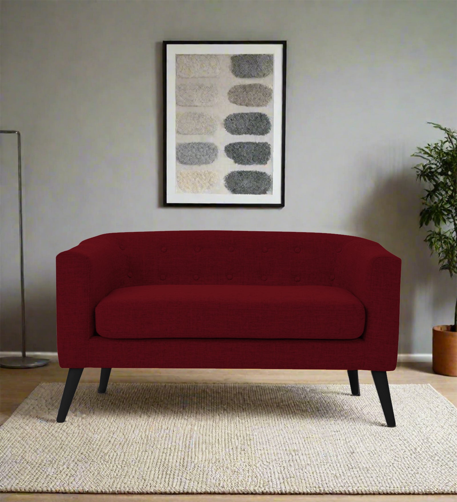Casper Fabric 2 Seater Sofa In Ruby Red Colour - Febonic Living