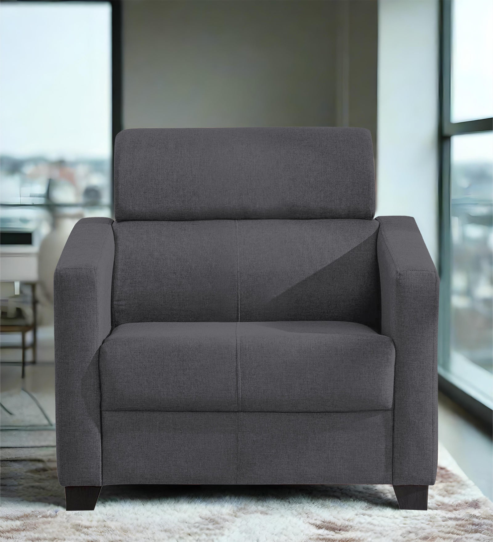Devo Fabric 1 Seater Sofa In Maba Grey Colour - Febonic Living