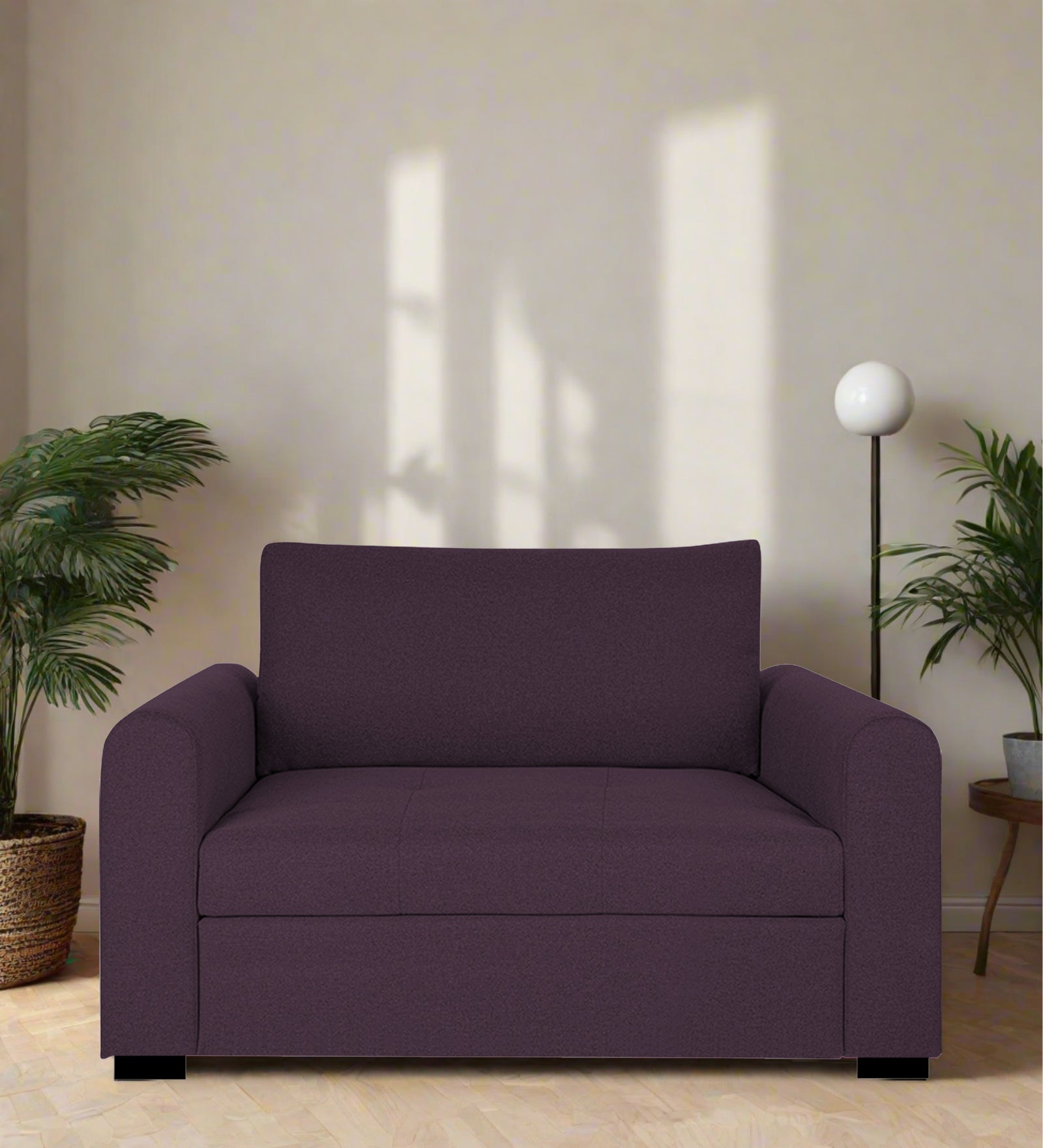 Sigma Fabric 1 Seater Sofa In Greek Purple Colour - Febonic Living