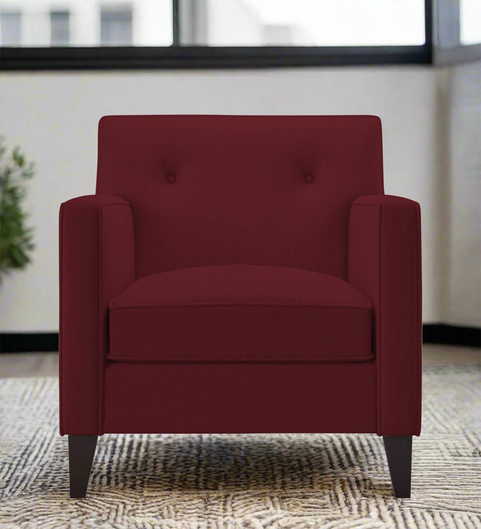Miller Fabric 1 Seater Sofa In Blood Maroon Colour - Febonic Living
