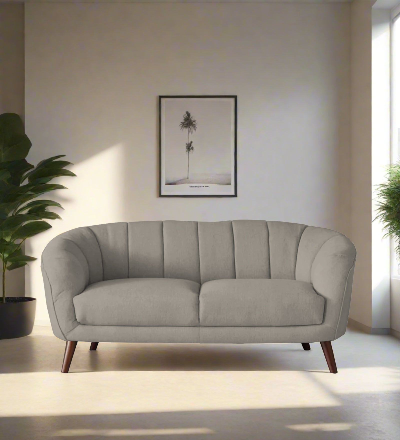 Benjamin Fabric 2 Seater Sofa In Ash Grey Colour - Febonic Living