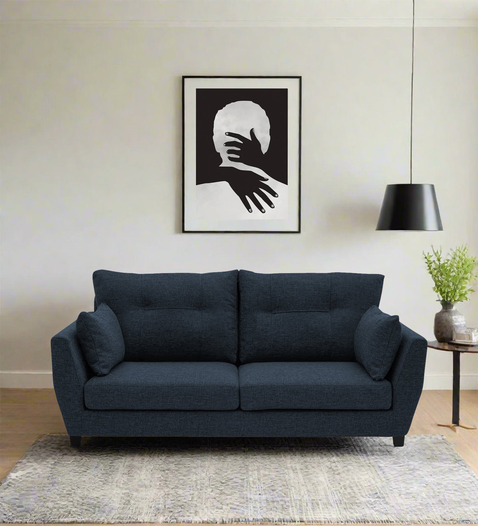 Mario Fabric 2 Seater Sofa In Denim Blue Colour - Febonic Living
