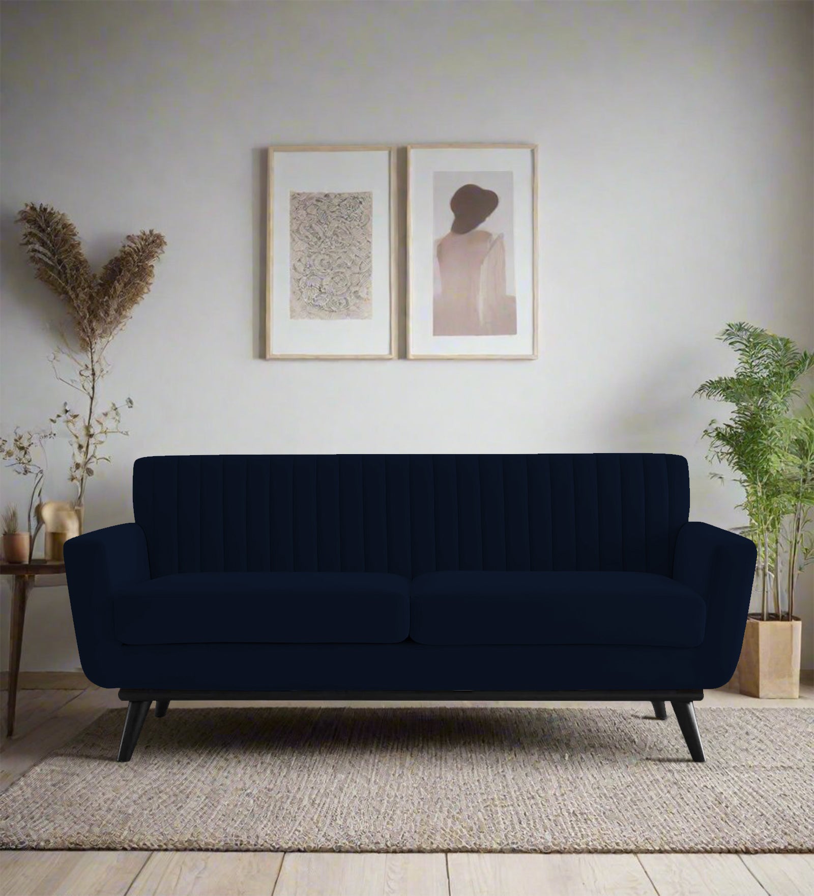 Tucker Velvet 2 Seater Sofa In Dark Blue Colour - Febonic Living