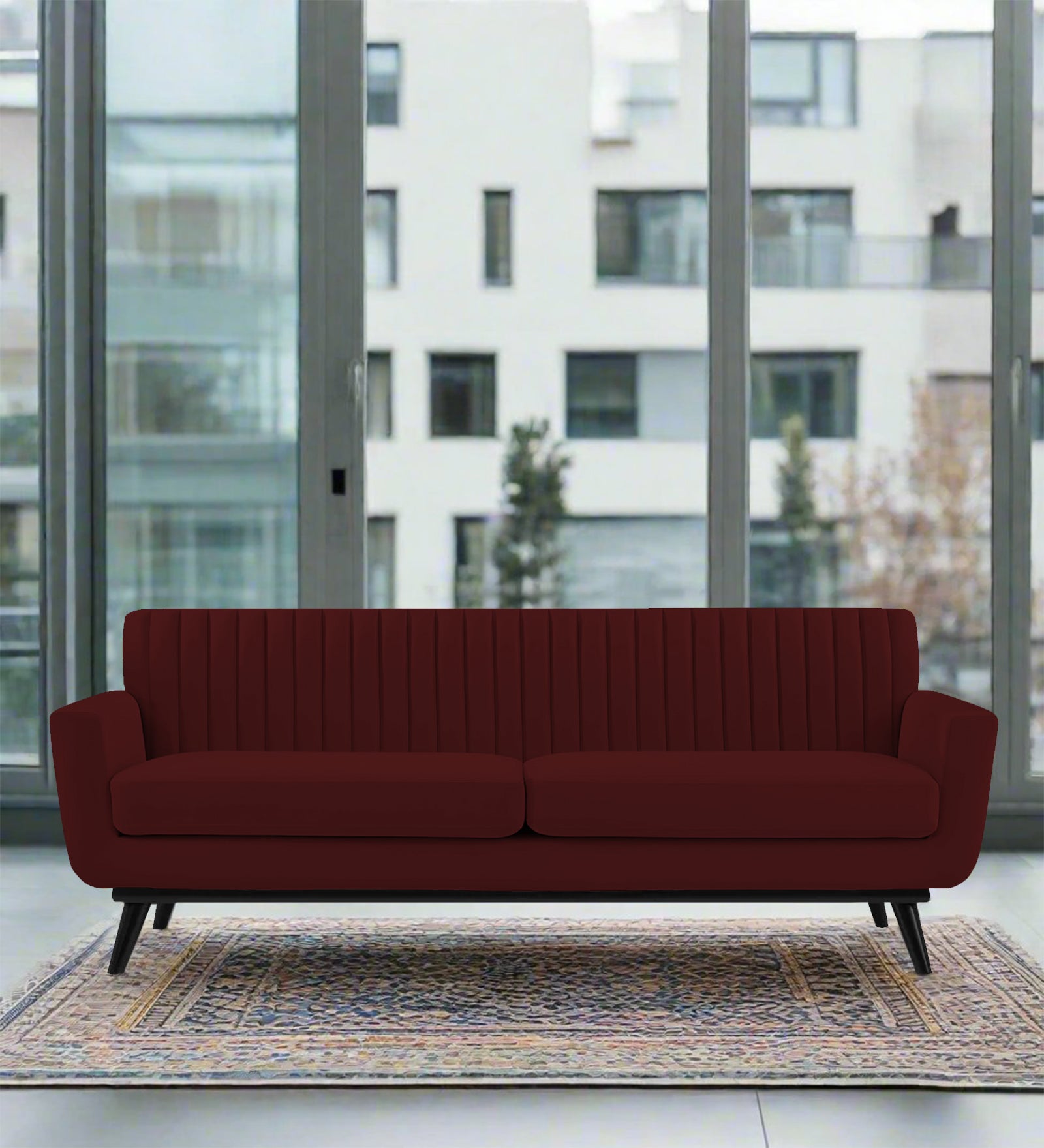 Tucker Velvet 3 Seater Sofa In Dark Maroon Colour - Febonic Living