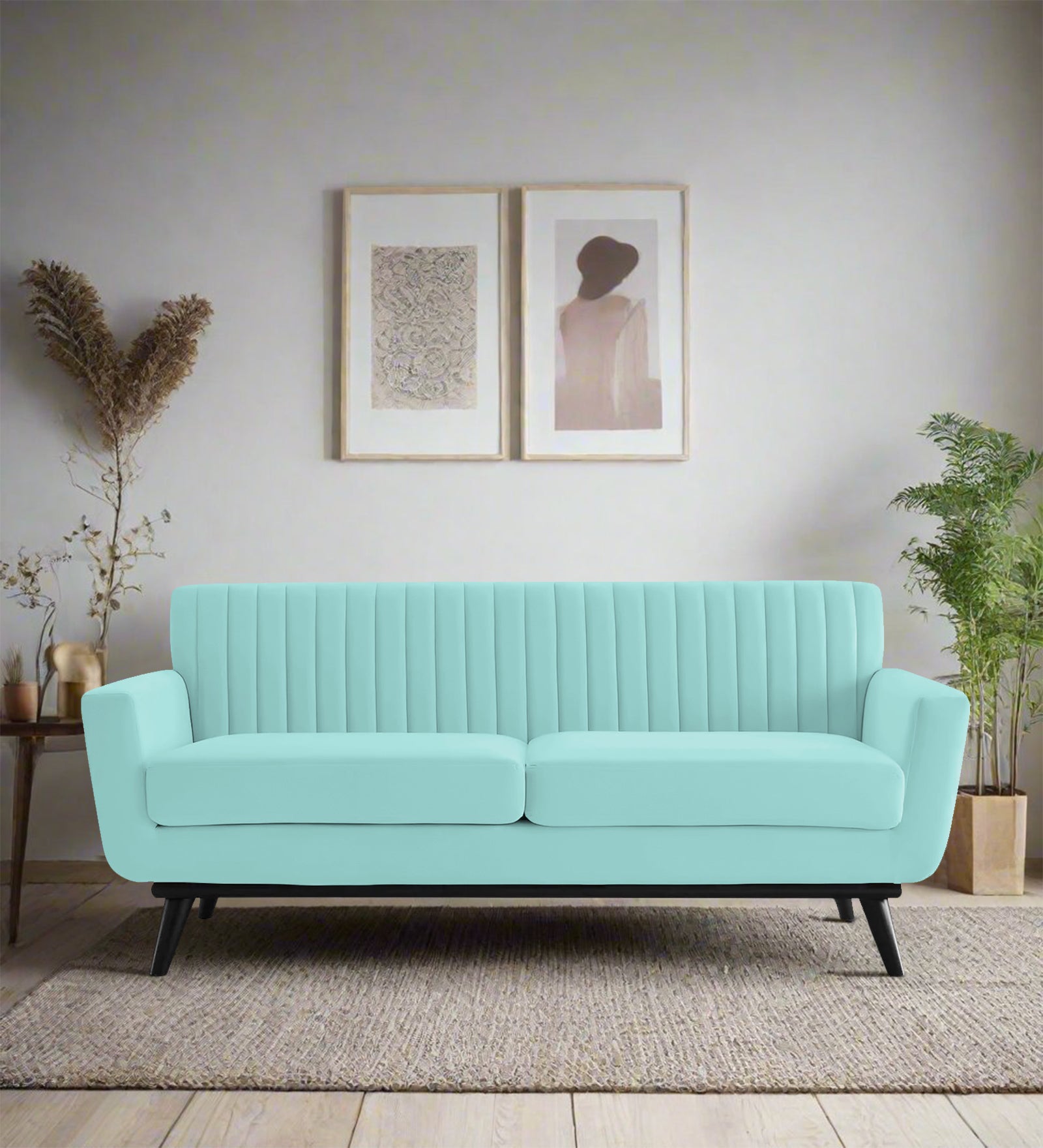 Tucker Velvet 2 Seater Sofa In Barmunda Aqua Colour - Febonic Living