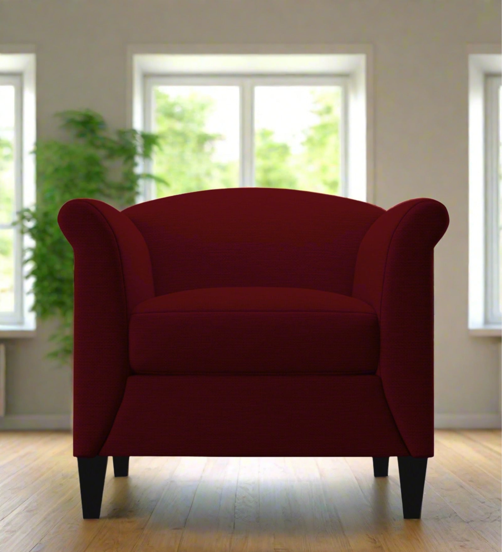 Kimber Fabric 1 Seater Sofa in Ruby Red Colour