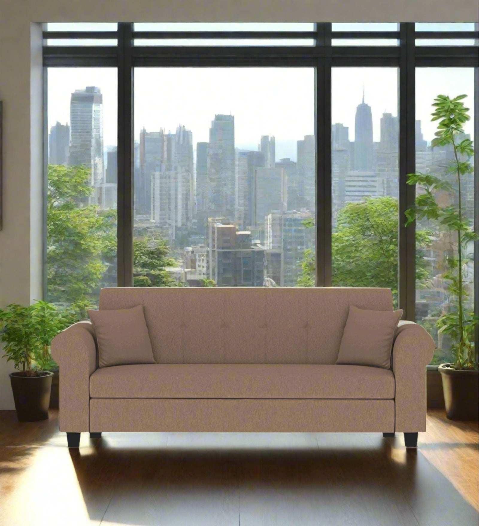 Derado Fabric 3 Seater Sofa In Cookie Beige Colour - Febonic Living