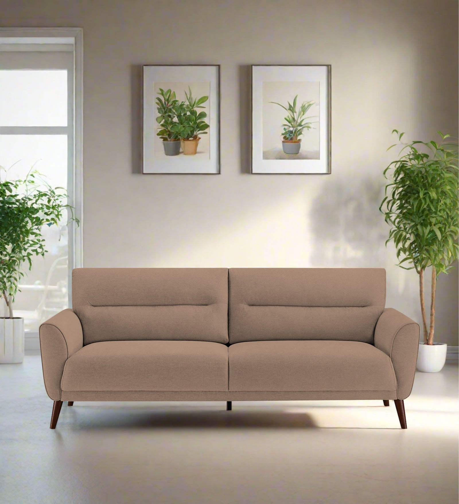 Castro Fabric 3 Seater Sofa In Cookie Beige Colour - Febonic Living